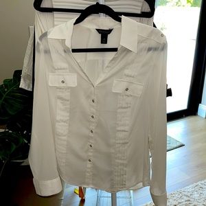 White House Black Market-white career blouse